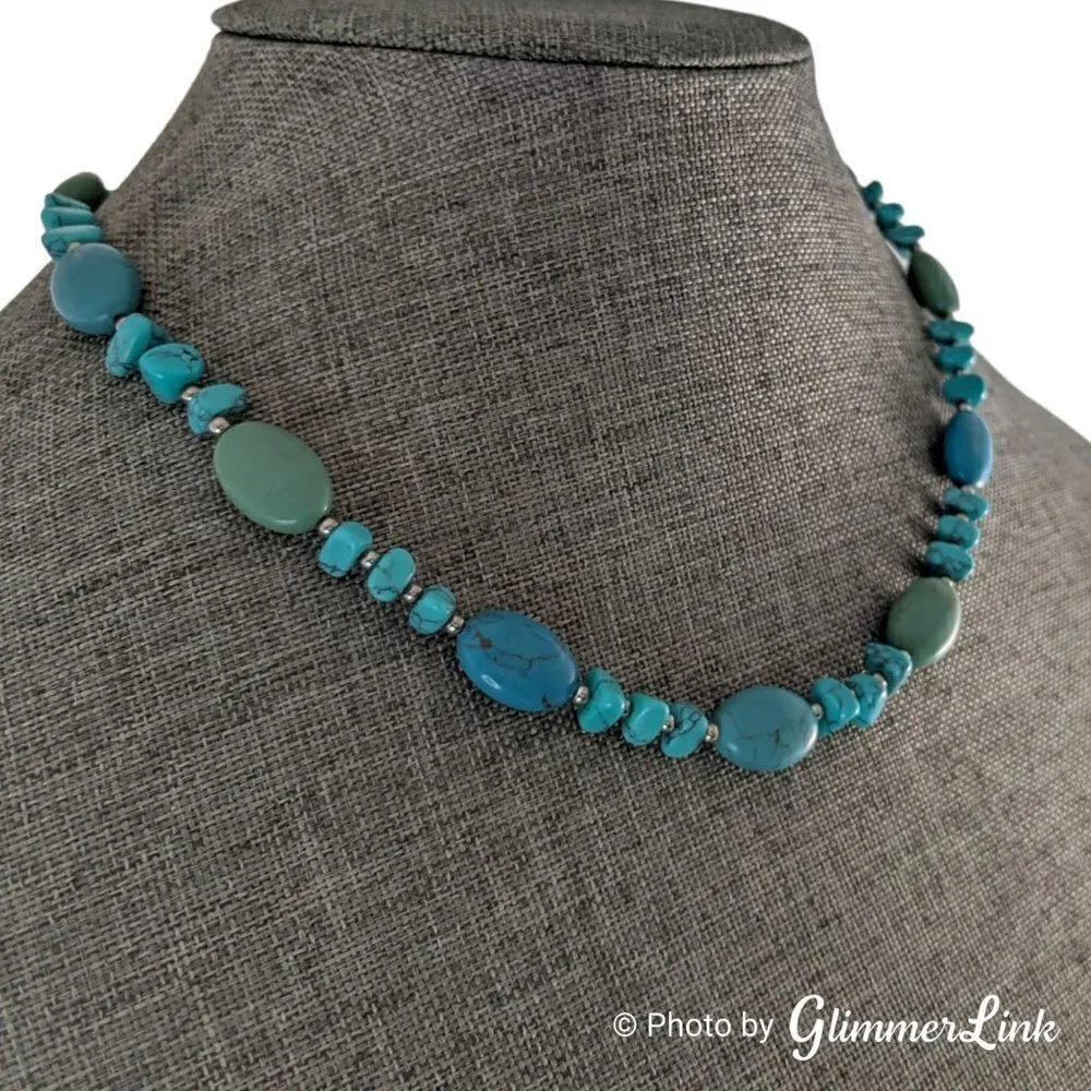 Chaps Faux Turquoise Beaded Necklace